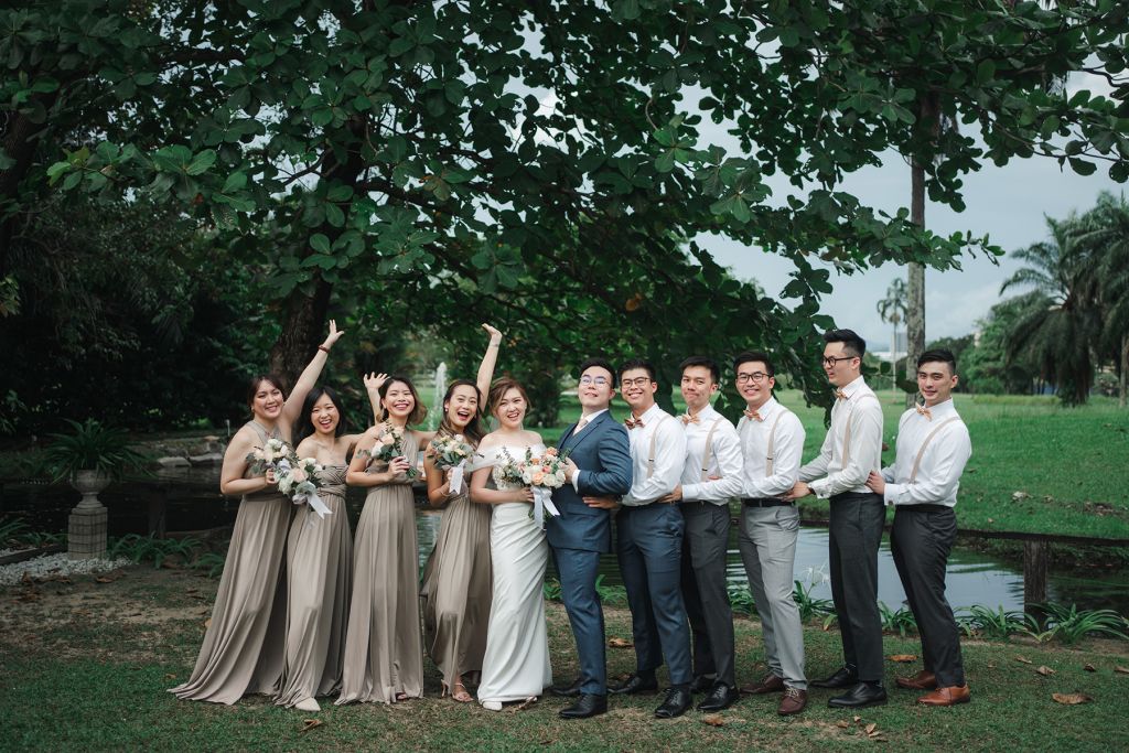 In the modern tradition, bridesmaids and groomsmen are ultimately there for support and companionship for the bride and groom throughout the journey of their wedding day...